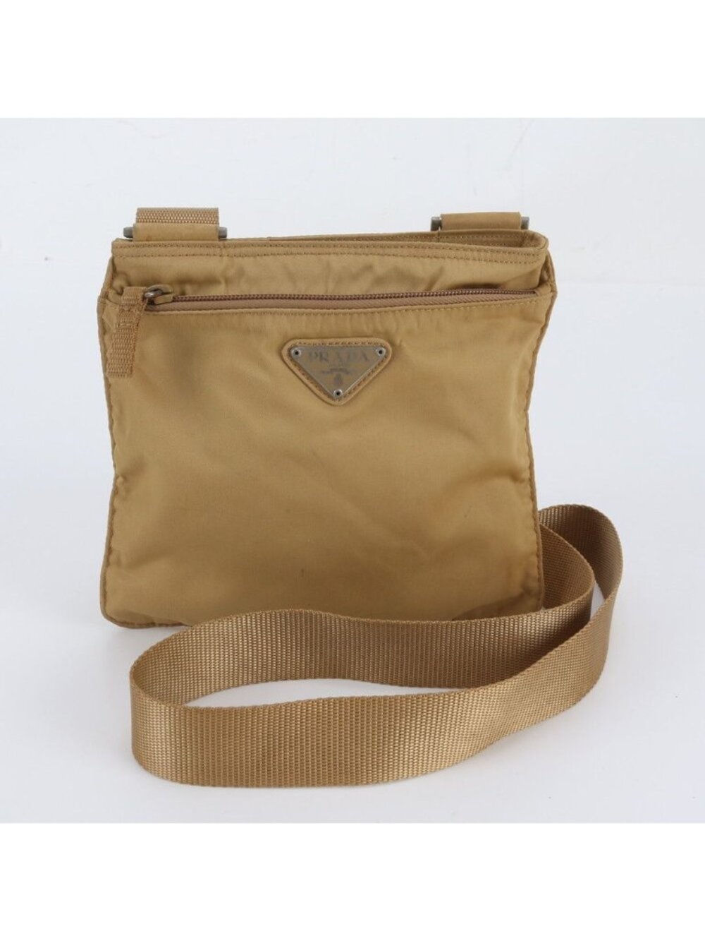 Prada Tessuto Nylon Triangle Logo White Tag Shoulder Bag